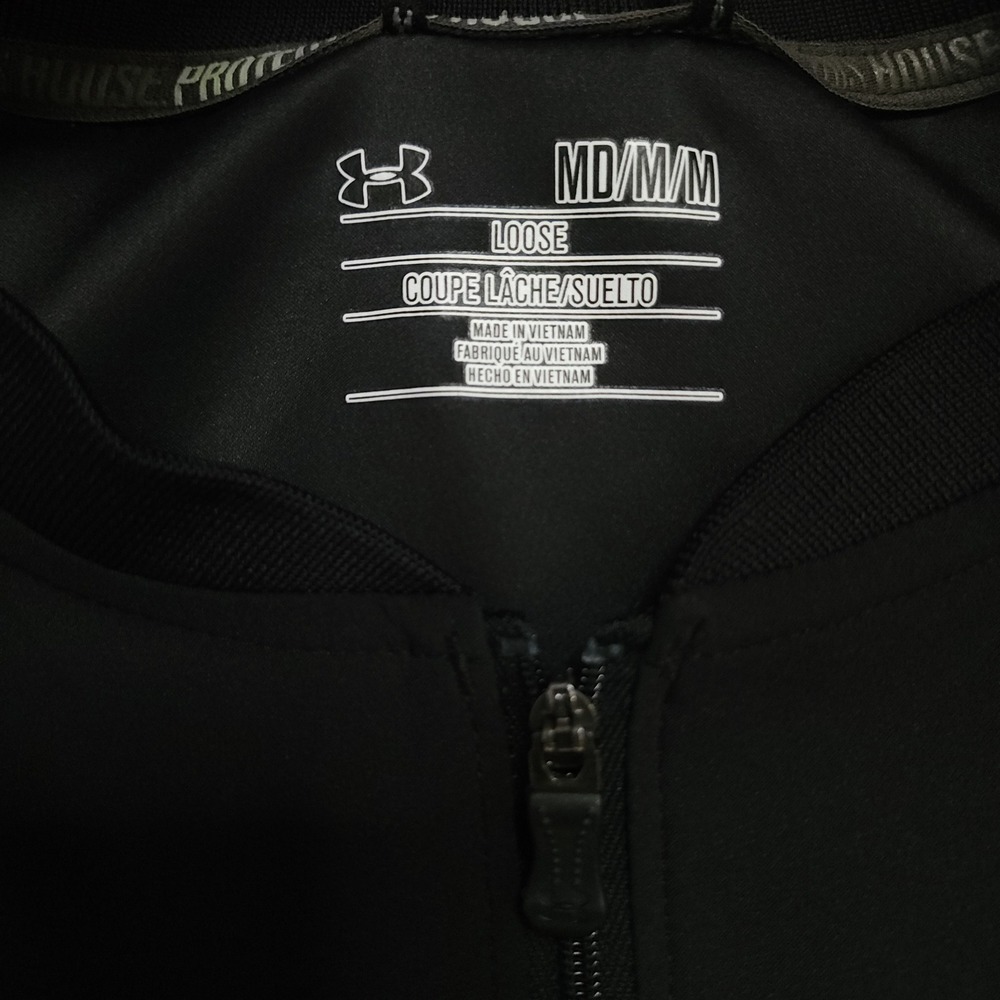 Under Armour Pullover Men Medium Black Mountain Dew Quarter Zip Windbreaker L/S - Picture 5 of 11